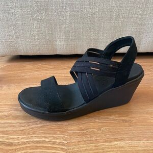 Skechers Vegan Black Wedge Sandals 8